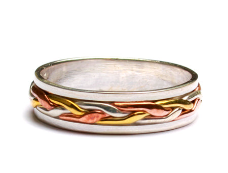 Three Tone Silver Celtic Design Ring