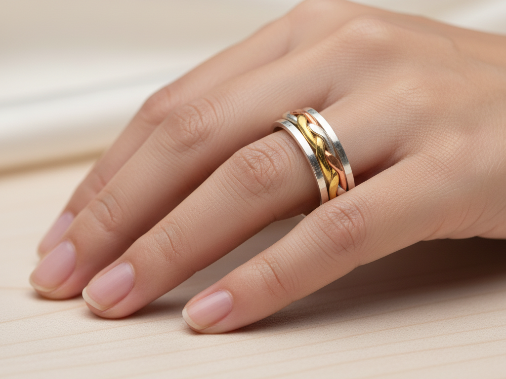 Three Tone Silver Celtic Design Ring