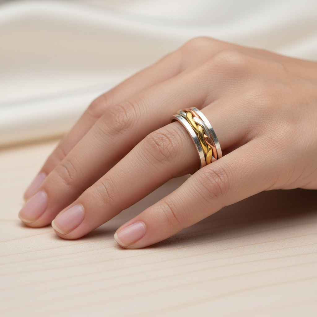 Three Tone Silver Celtic Design Ring