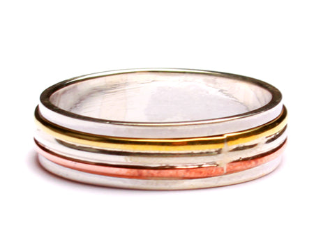 Three Tone Silver Ring