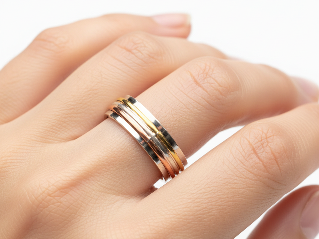 Three Tone Silver Ring