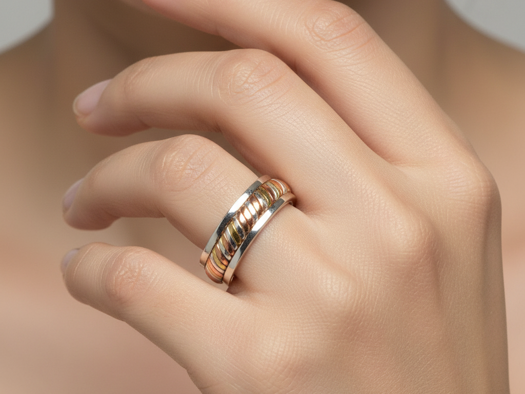 Celtic Design Three Tone Silver Ring