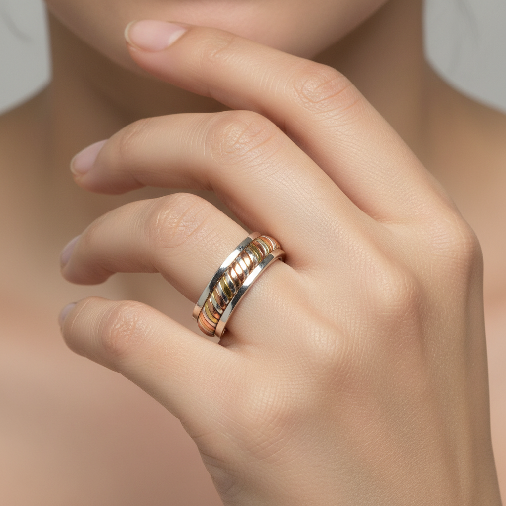 Celtic Design Three Tone Silver Ring
