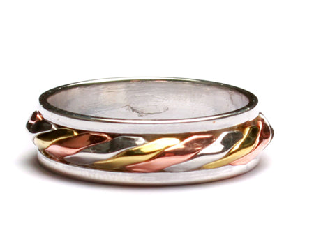 Three Tone Celtic Silver Ring