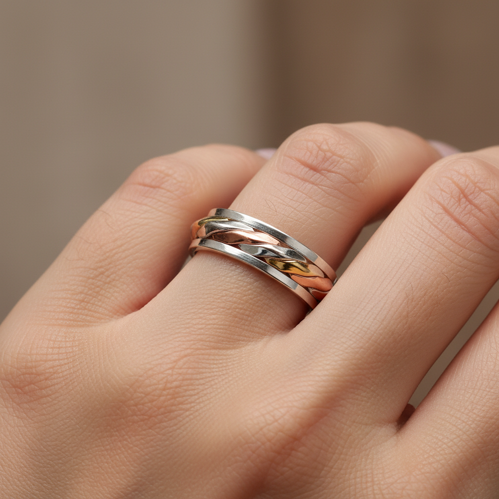 Three Tone Celtic Silver Ring