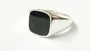 Silver Ring With A Square Shaped Black Onyx Stone.