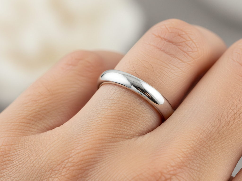 Silver 3mm Wedding D shape Ring