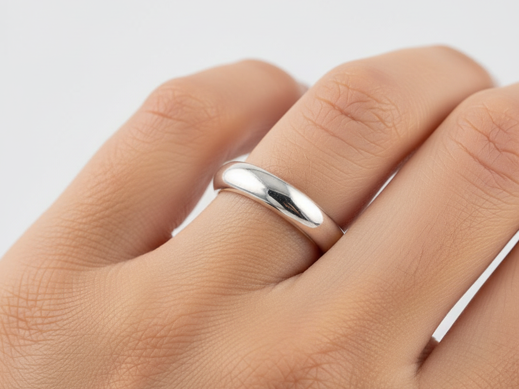 Silver 4mm D shape Ring