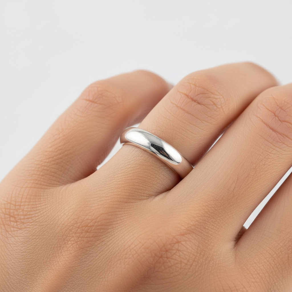 Silver 4mm D shape Ring