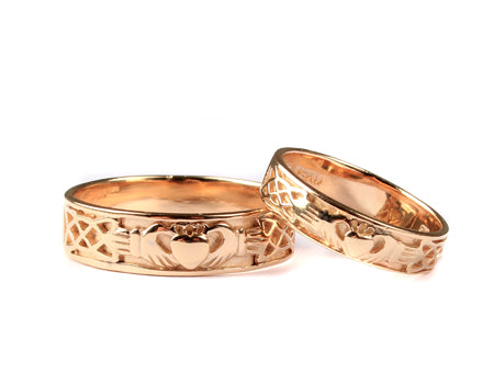 9 Ct Yellow Gold Claddagh Ring Set