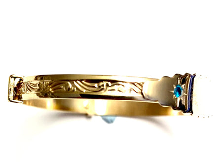 Rolled Gold Bangle with Sapphire Cz Stone