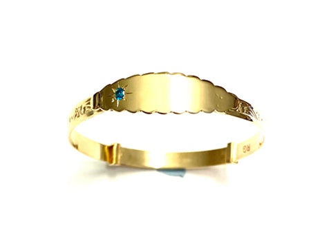 Rolled Gold Bangle with Sapphire Cz Stone