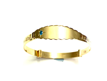 Rolled Gold Bangle with Sapphire Cz Stone