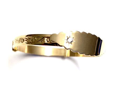 Rolled Gold Bangle with White Cz Stone