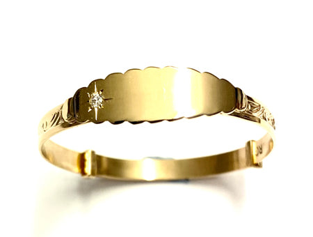 Rolled Gold Bangle with White Cz Stone