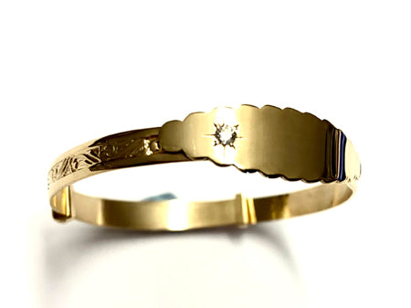 Rolled Gold Bangle with White Cz Stone