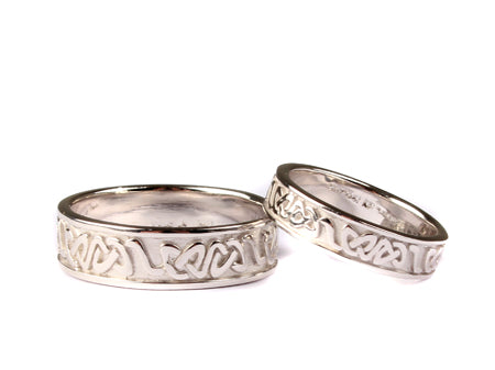 9 Ct White Gold Celtic Ring Set