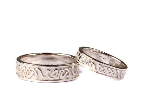 9 Ct White Gold Celtic Ring Set