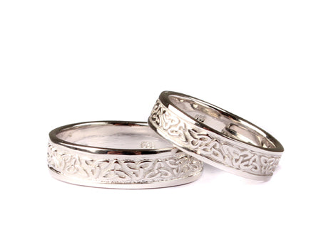 9 Ct White Gold Celtic Ring Set