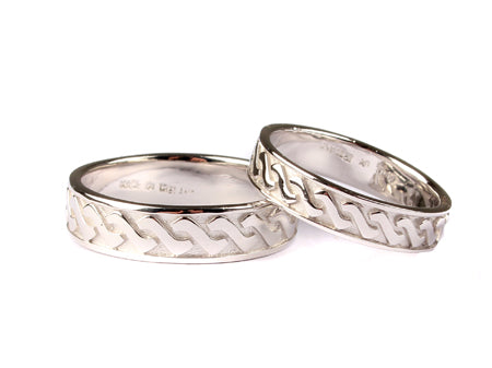 9 Ct White Gold Celtic Ring Set