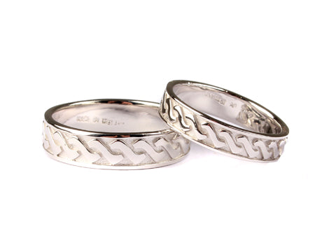 9 Ct White Gold Celtic Ring Set