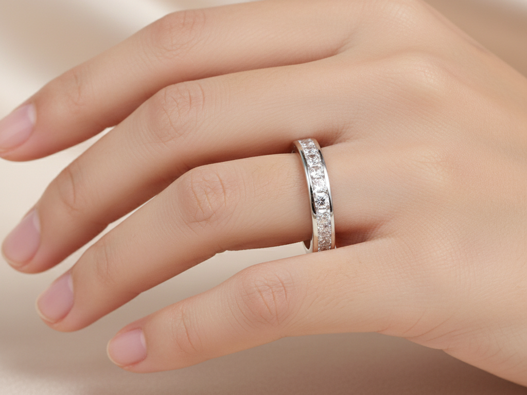 9ct White Gold Round Cz Ring.