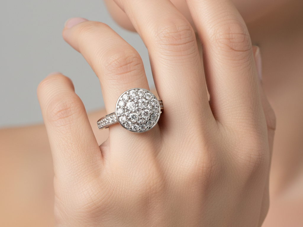 9ct White Gold Cz Ring.