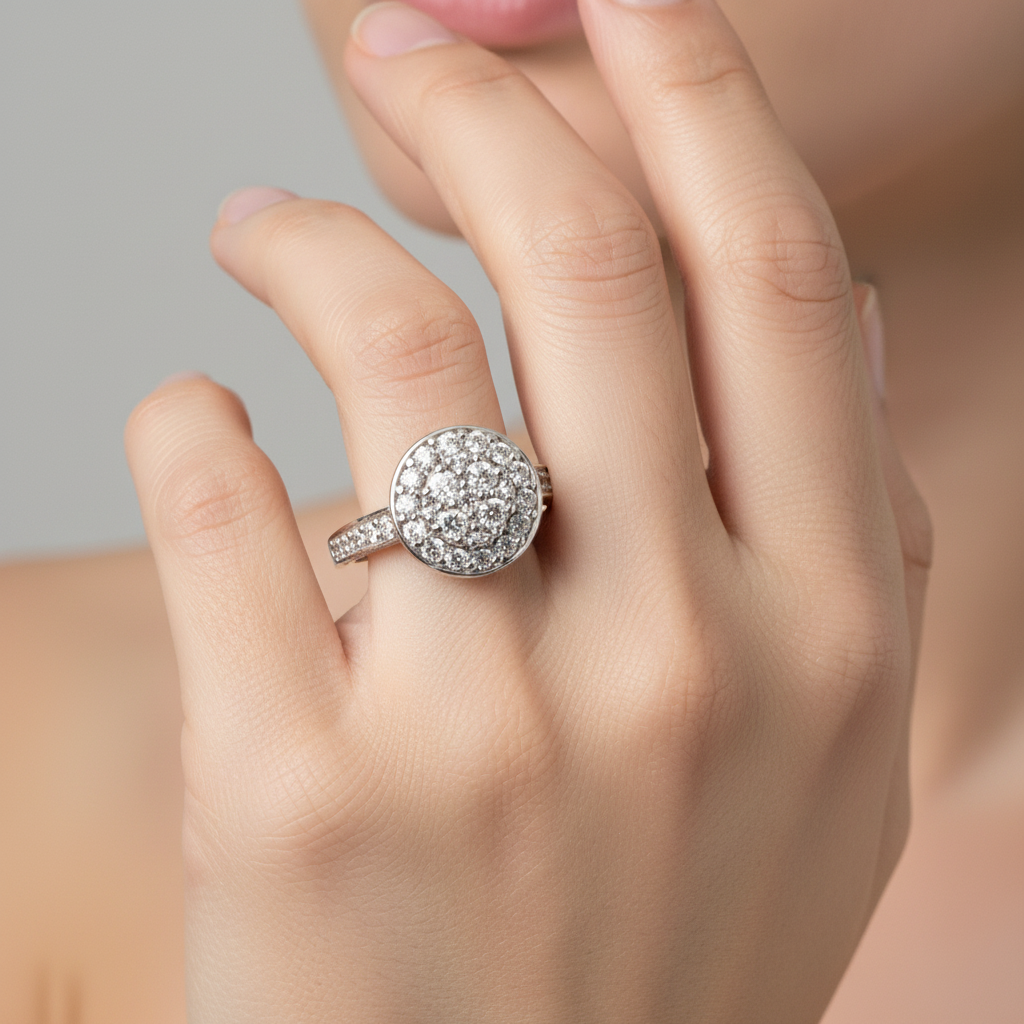 9ct White Gold Cz Ring.