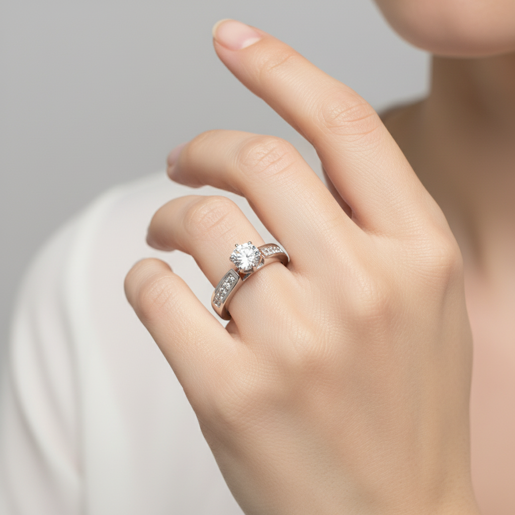 9ct White Gold Cubic Zirconia Ring