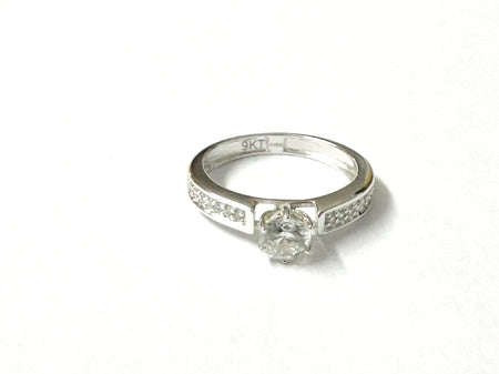 9ct White Gold Cubic Zirconia Ring