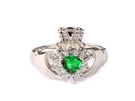 9ct White Gold Claddagh Ring.