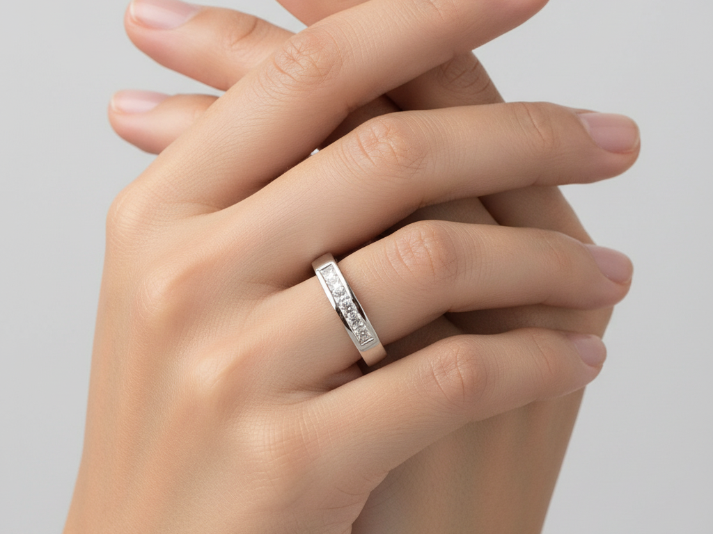 9ct White Gold Cz Ring.