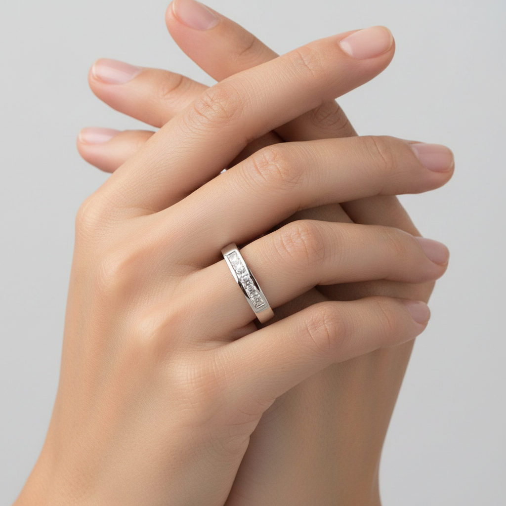 9ct White Gold Cz Ring.