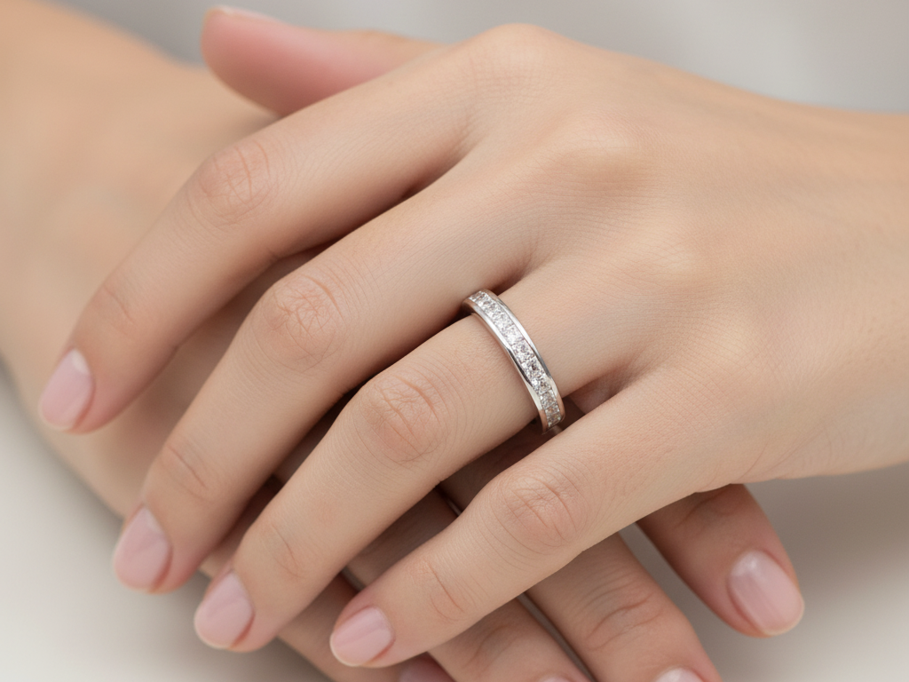 9ct White Gold Cz Ring.