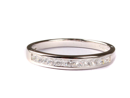 9ct White Gold Princess Cz Ring.