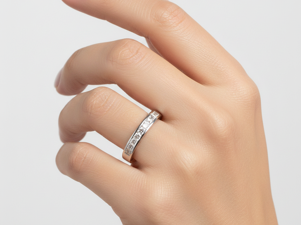 9ct White Gold Princess Cz Ring.