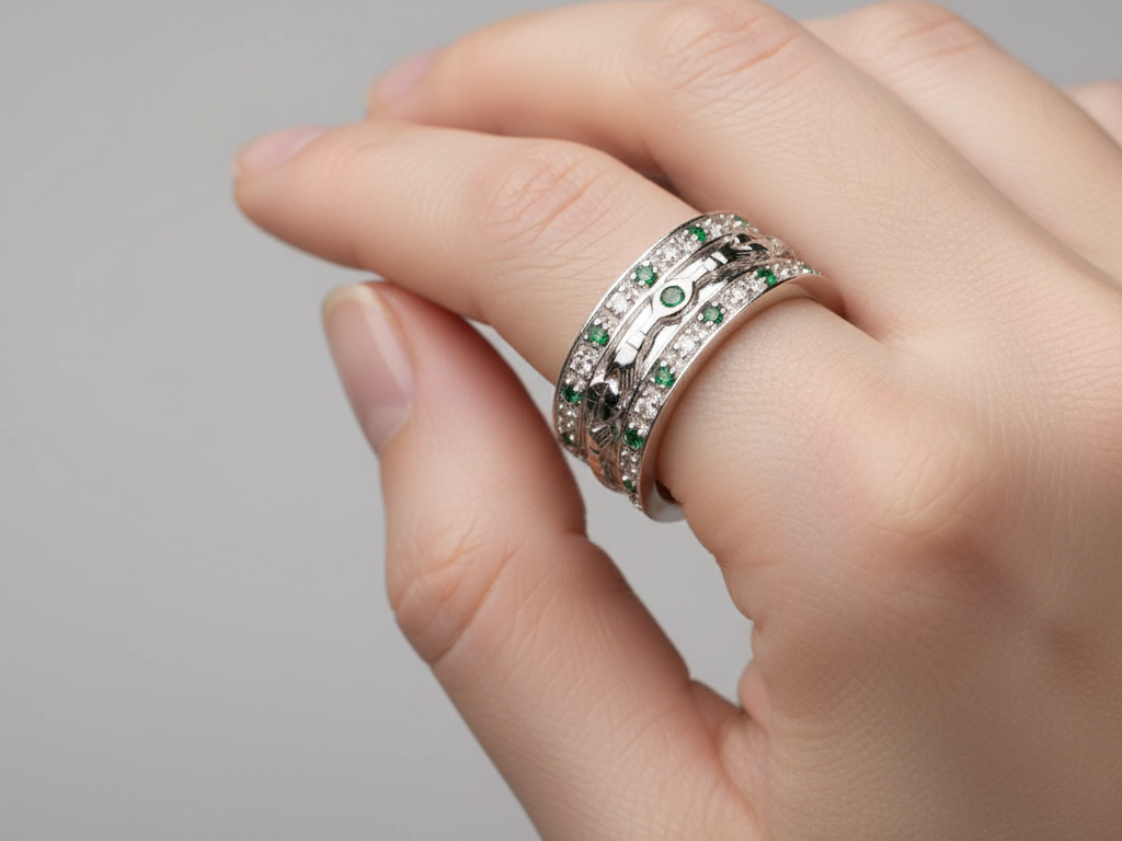 9 ct White Gold  Ring.