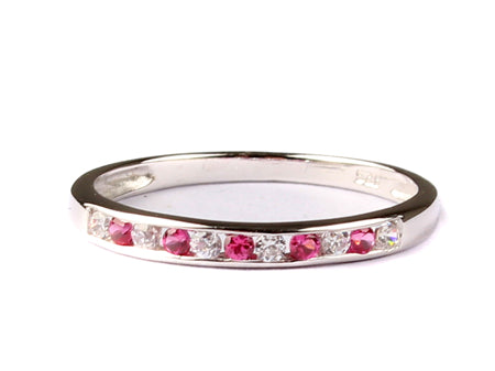 9ct White Gold Ruby with Diamond Ring.