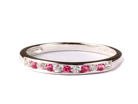 9ct White Gold Ruby with Diamond Ring.