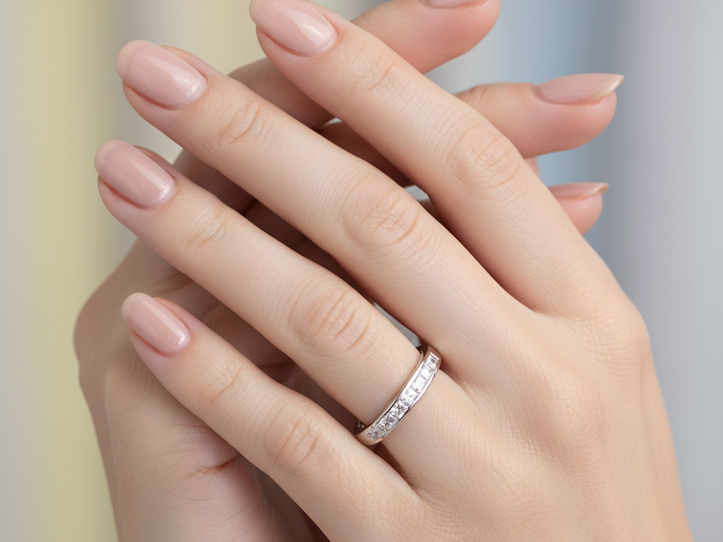 9ct White Gold With Princess Cut Diamond Ring.