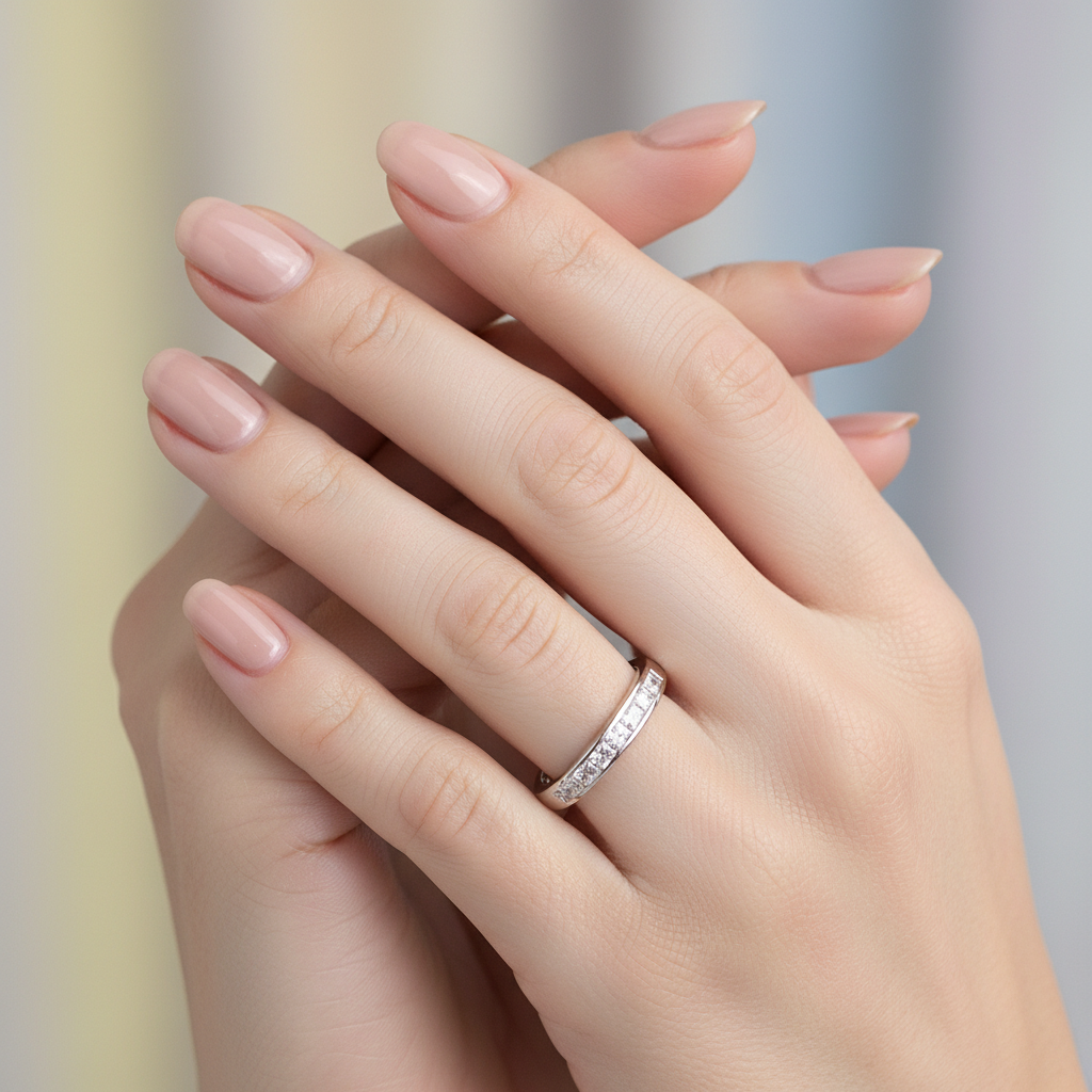 9ct White Gold With Princess Cut Diamond Ring.