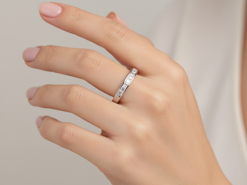9ct White Gold Cz Ring.