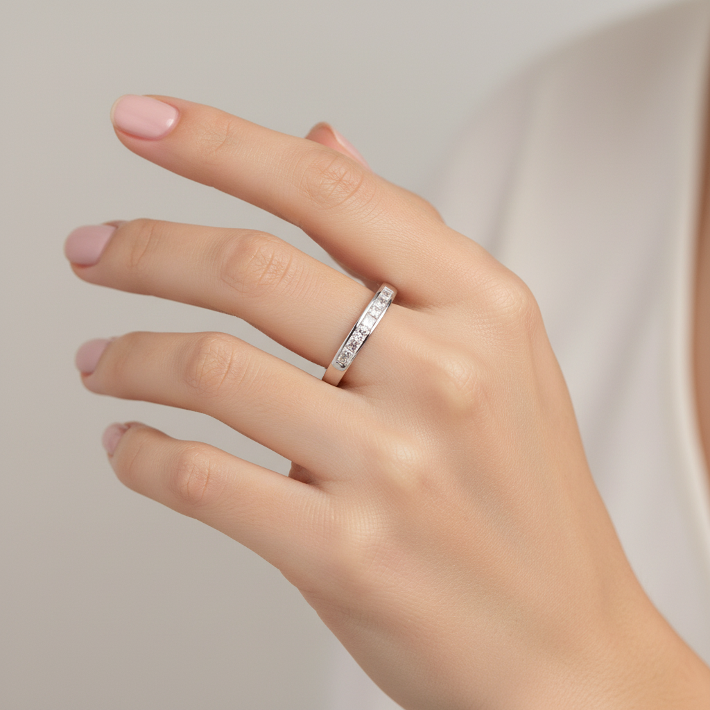 9ct White Gold Cz Ring.