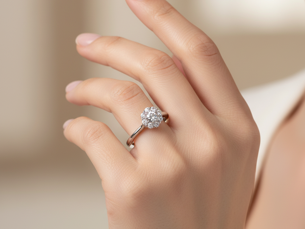 9ct White Gold Cz Ring.