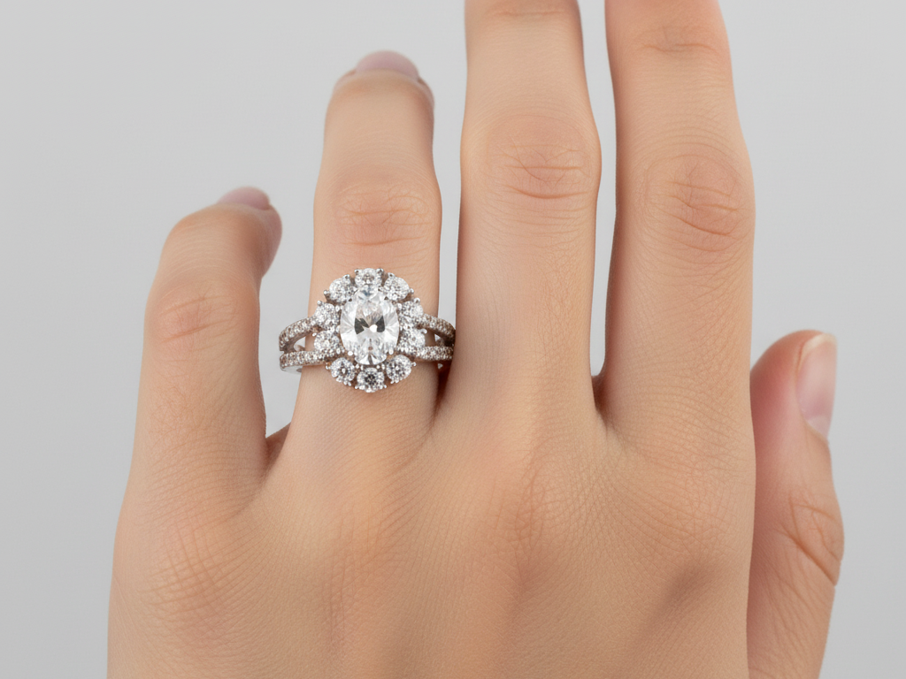 9ct White Gold Cz Ring.