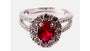 9ct White Gold Ruby Cz Ring.