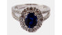 9ct White Gold Sapphire Cz Ring.