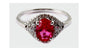 9ct White Gold Ruby Cz Ring.