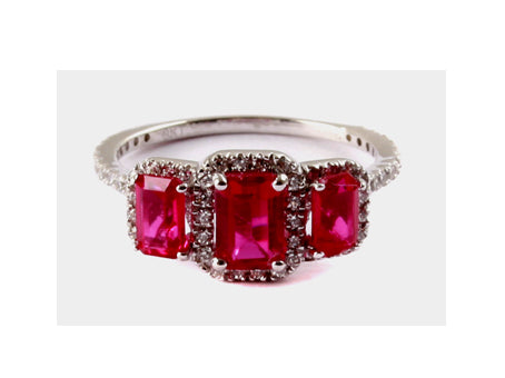 A 9ct White Gold Ruby Cz Ring.