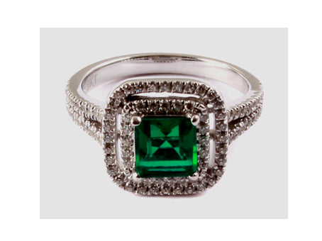 A 9ct White Gold Sapphire Cz Ring.